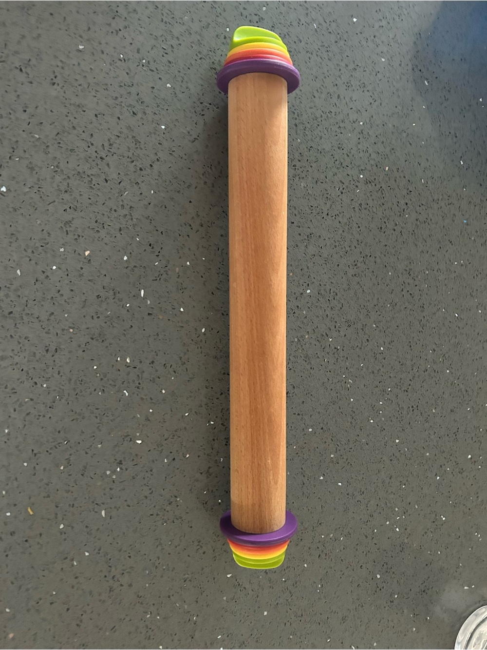 Wooden Rolling Pin with Colorful Thickness Rings